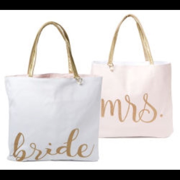Jade & Deer Handbags - Canvas Bridal Tote Reversible Bride & Mrs.